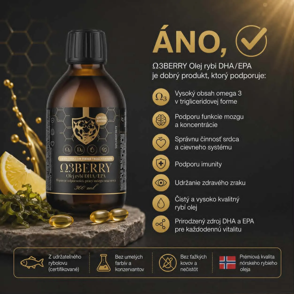 Omega 3 Berry (O3B) – Srdce & mozog v tekutej forme 300ml